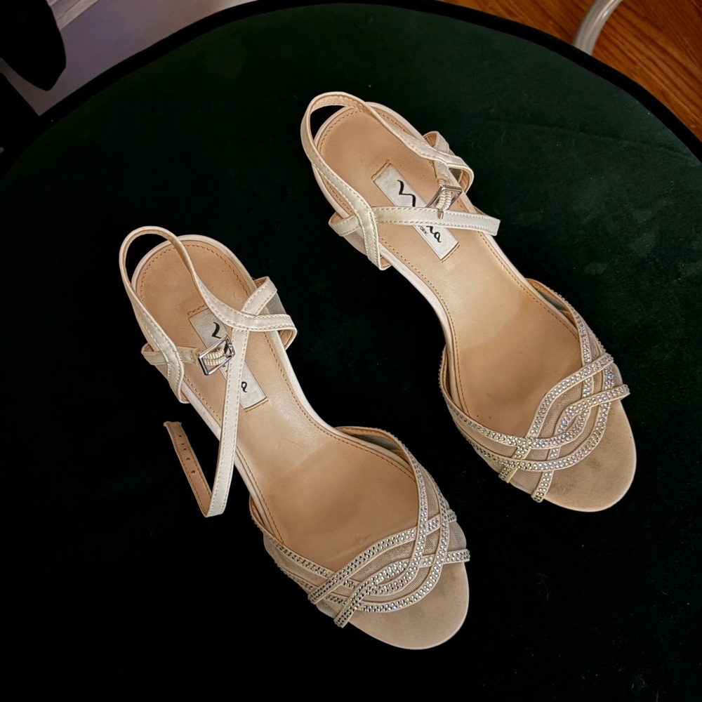 Nina Silver Strappy Rhinestone Sandals